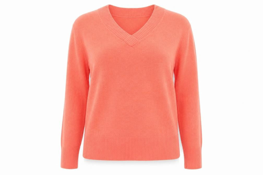 Marks and Spencer Womens Red V-Neck Acrylic Pullover Jumper Size 8
