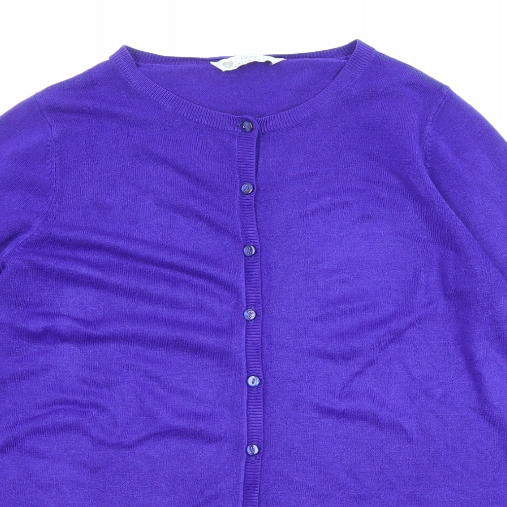 BHS Womens Blue Round Neck Acrylic Cardigan Jumper Size 10