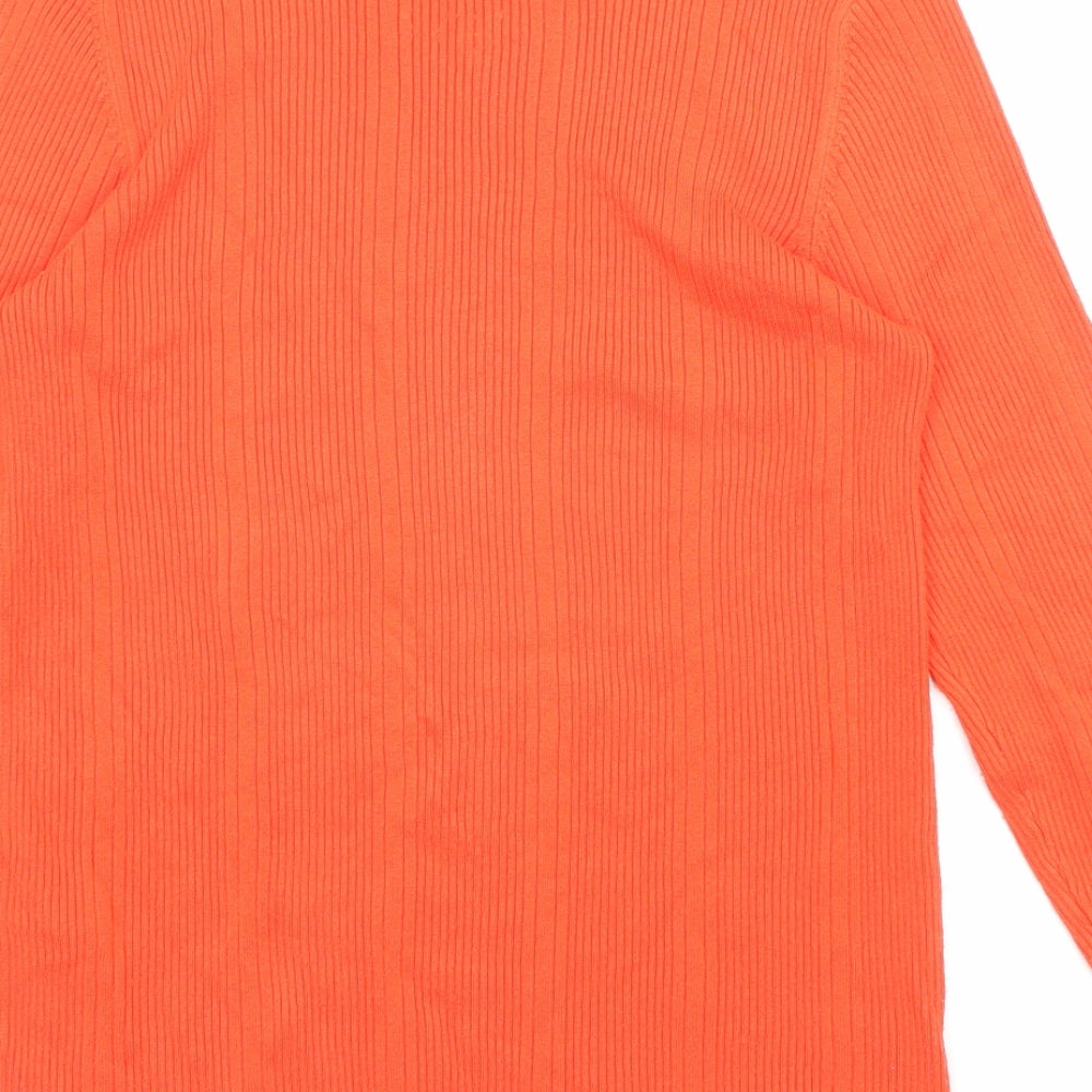 Marks and Spencer Womens Orange Round Neck Viscose Pullover Jumper Size 12