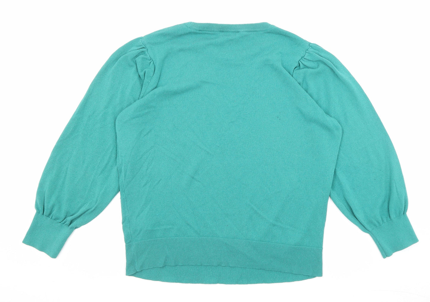 Wallis Womens Green Round Neck Viscose Pullover Jumper Size L