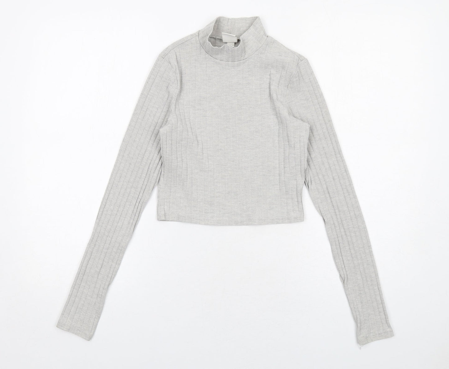 H&M Womens Grey High Neck Polyester Pullover Jumper Size XS