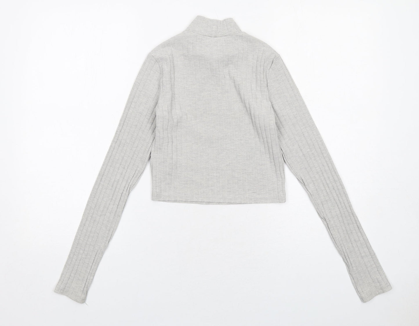 H&M Womens Grey High Neck Polyester Pullover Jumper Size XS