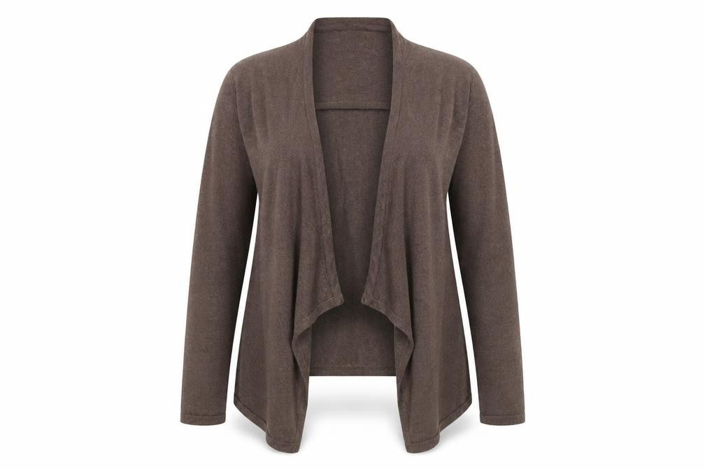 Marble Womens Brown V-Neck Cotton Cardigan Jumper Size S