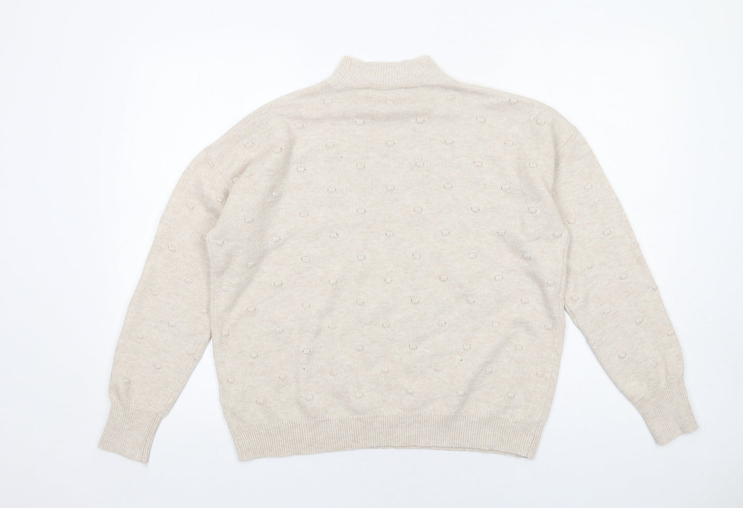 Oasis Womens Beige High Neck Polyester Pullover Jumper Size S