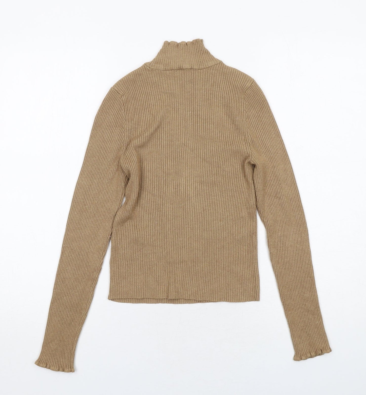 Stradivarius Womens Brown High Neck Viscose Pullover Jumper Size L