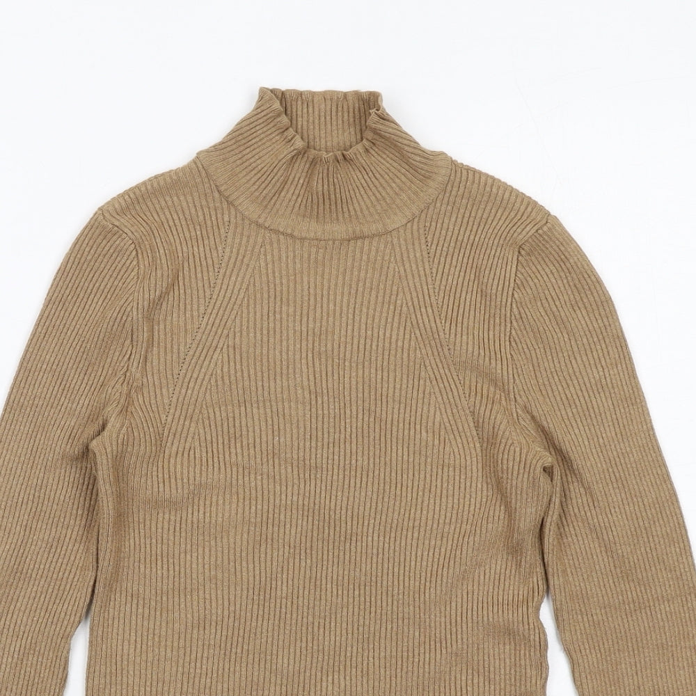 Stradivarius Womens Brown High Neck Viscose Pullover Jumper Size L