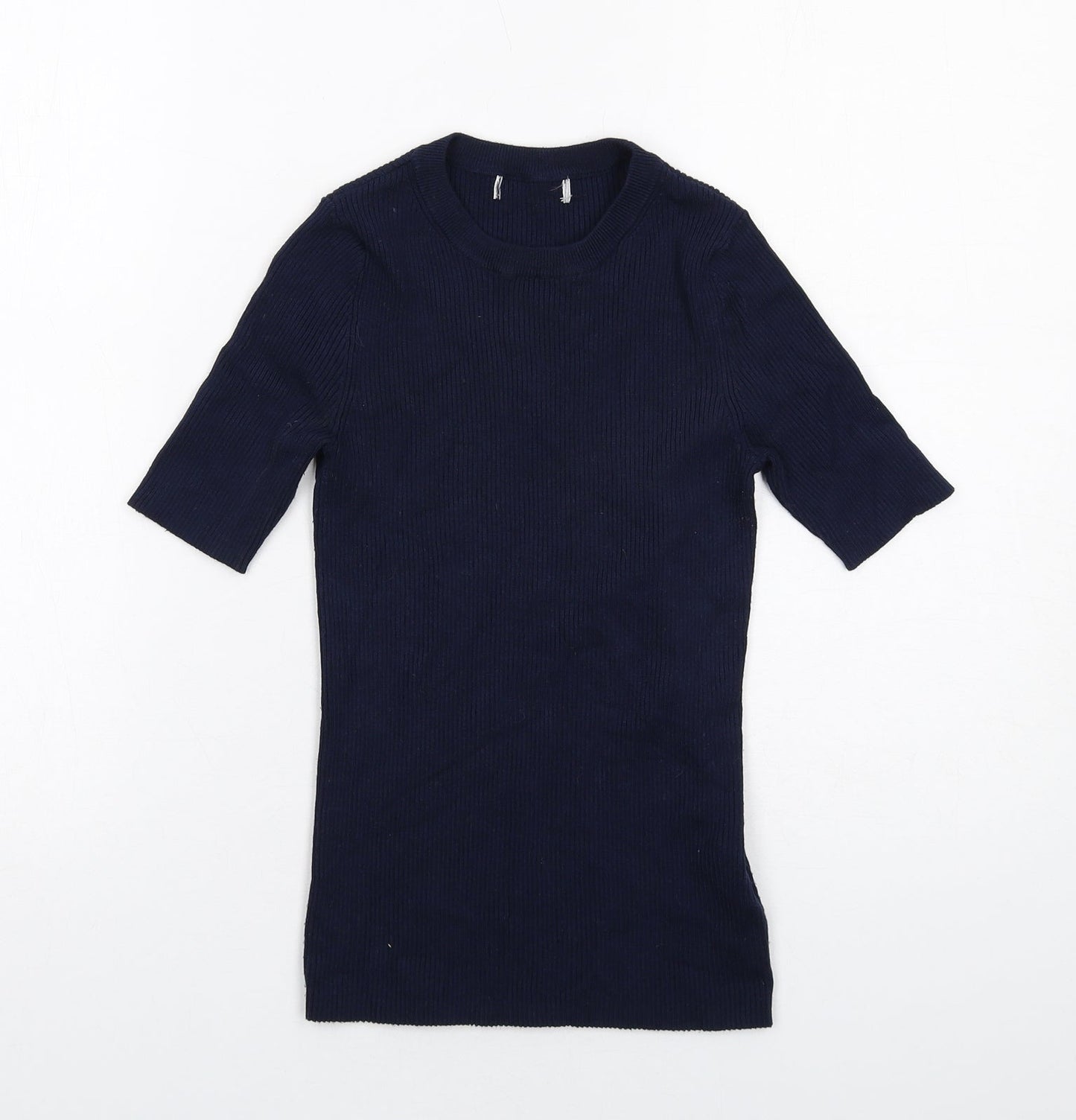 Marks and Spencer Womens Blue Round Neck Viscose Pullover Jumper Size S