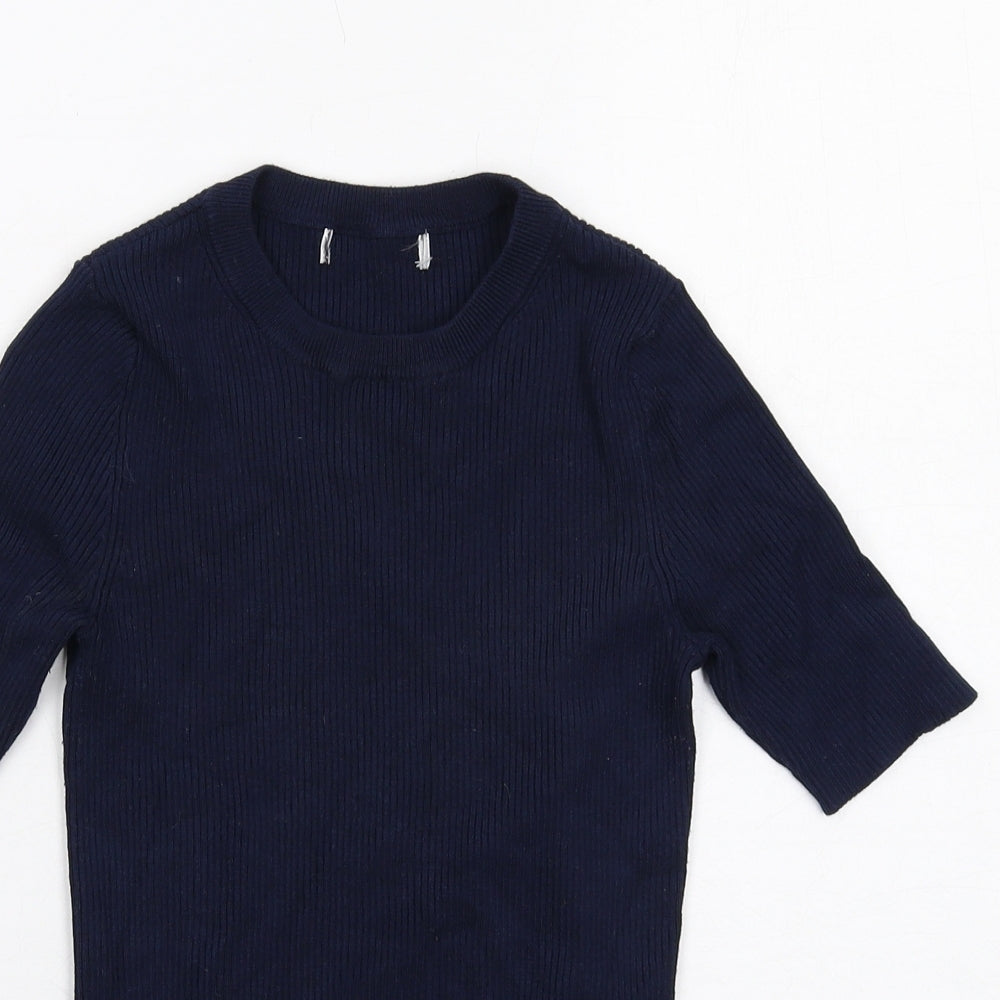 Marks and Spencer Womens Blue Round Neck Viscose Pullover Jumper Size S