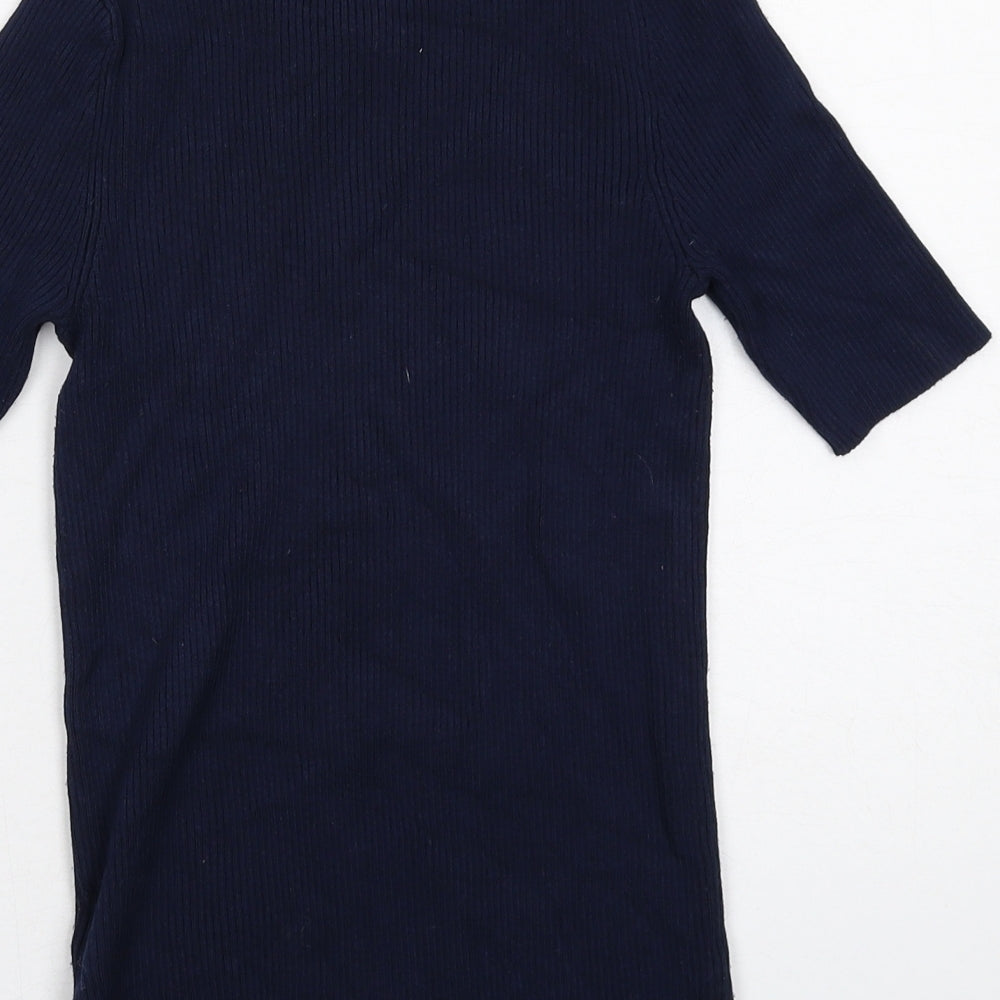 Marks and Spencer Womens Blue Round Neck Viscose Pullover Jumper Size S