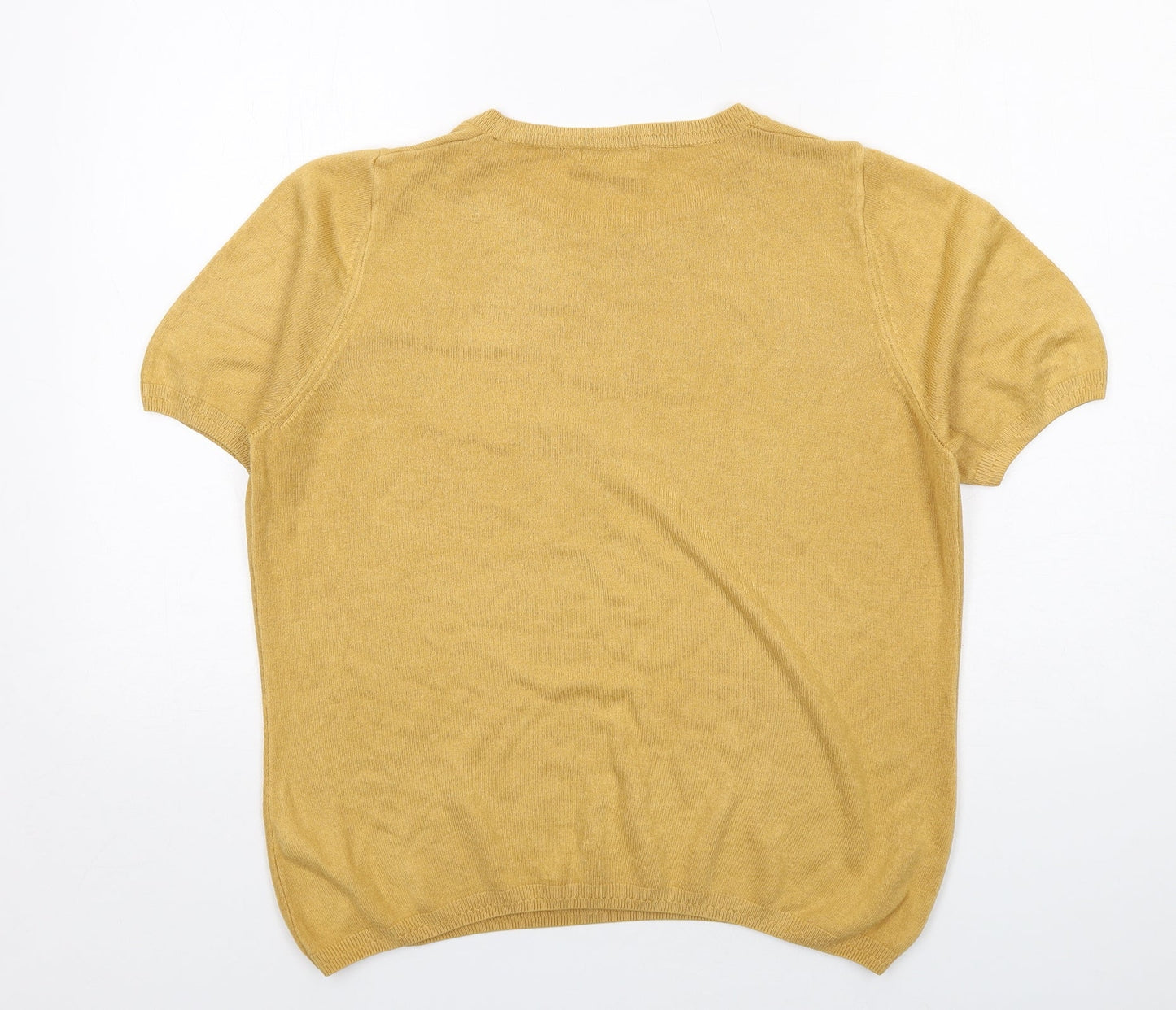 Classic Womens Yellow Round Neck Acrylic Pullover Jumper Size 16