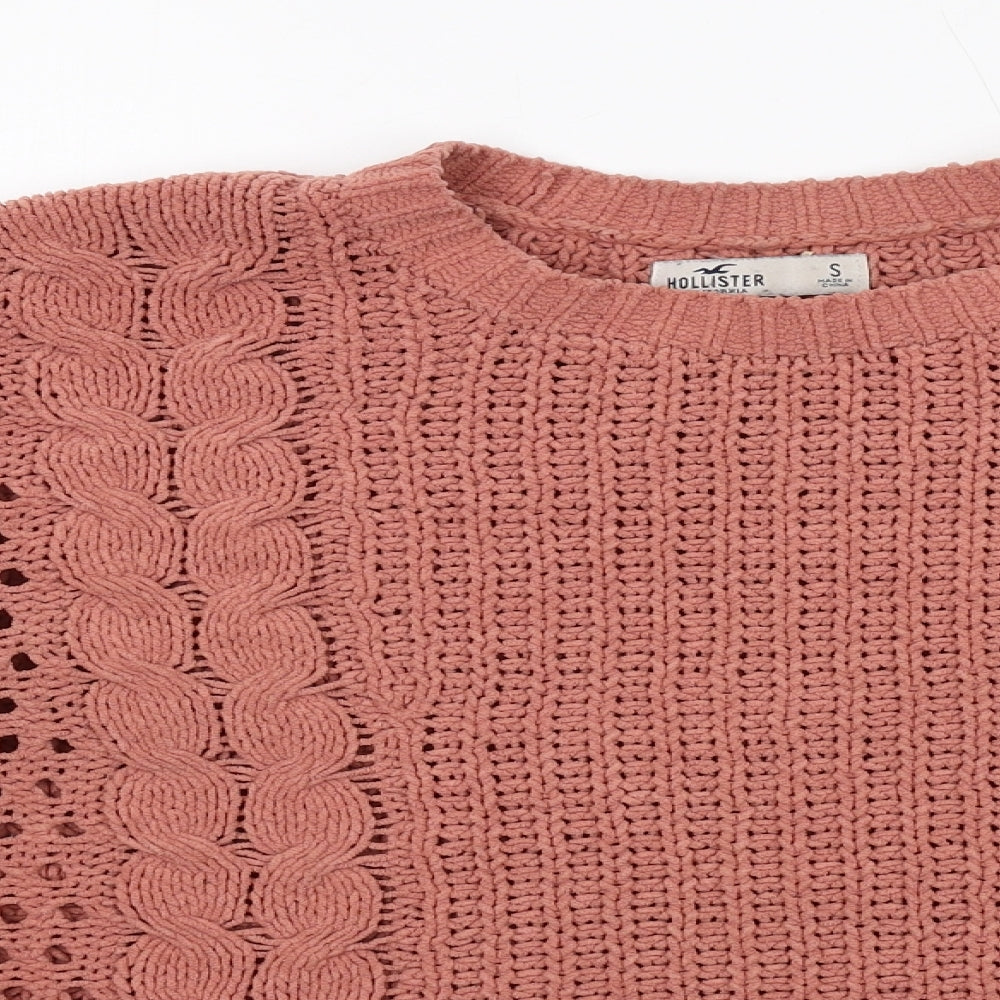 Hollister Womens Pink Round Neck Polyester Pullover Jumper Size S