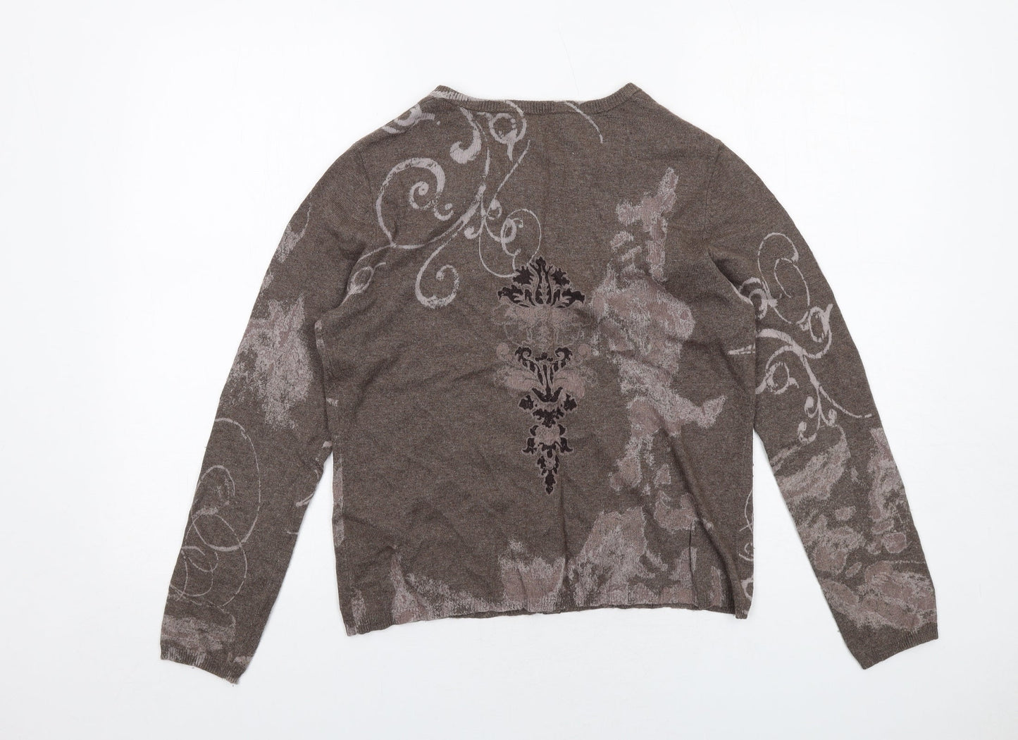 Gerry Weber Womens Brown Round Neck Viscose Cardigan Jumper Size 12