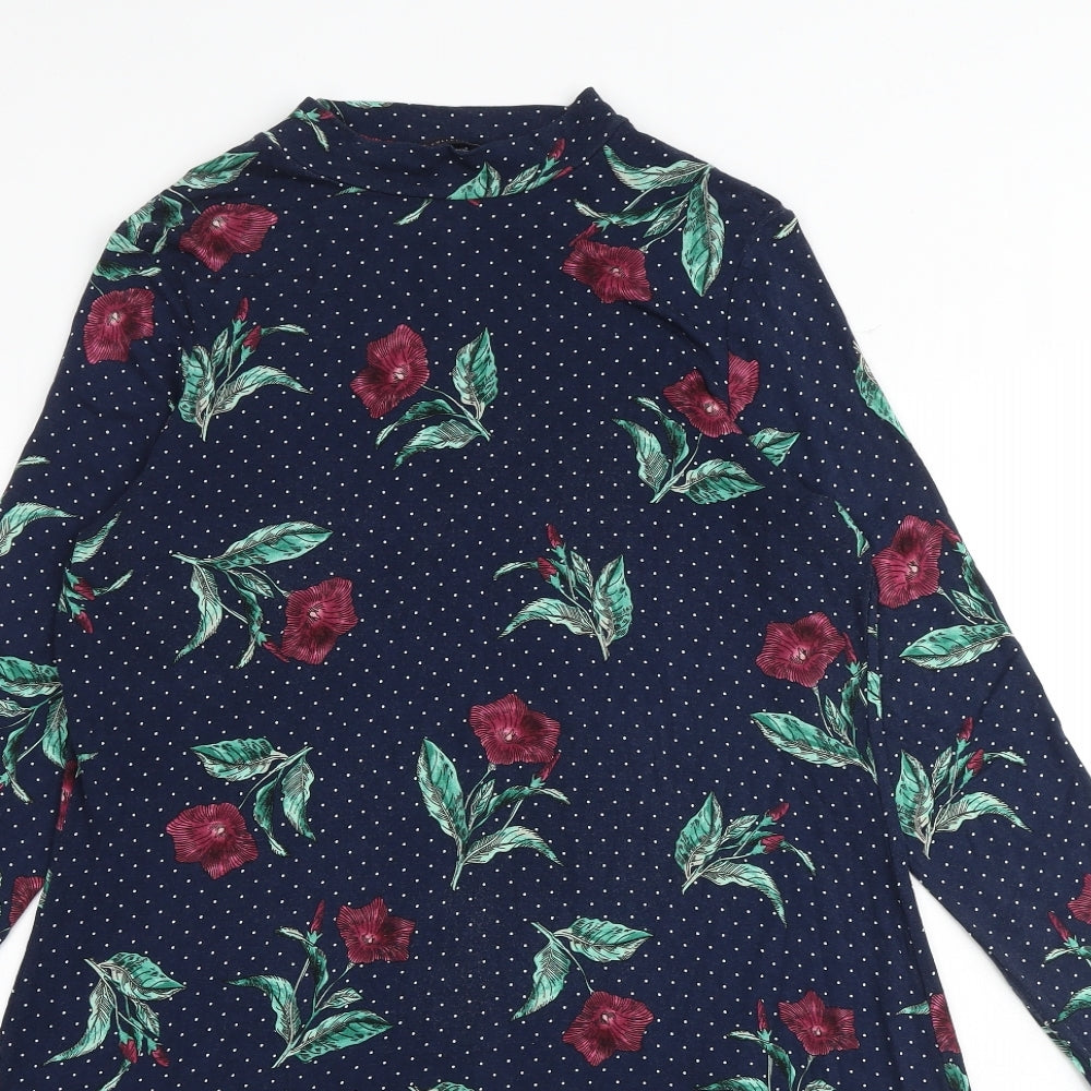 Marks and Spencer Womens Multicoloured Floral Viscose A-Line Size 14 Round Neck Pullover