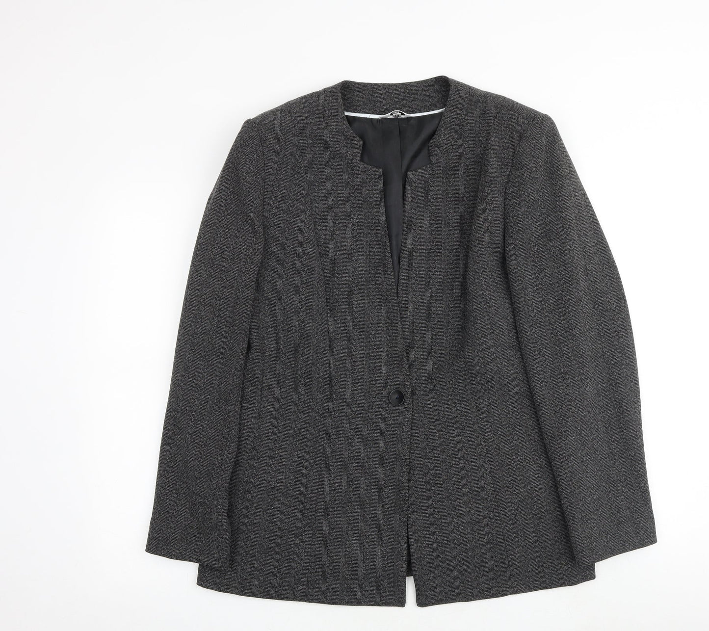 Klass Womens Grey Geometric Jacket Blazer Size 14 Button