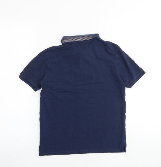 Marks and Spencer Boys Blue 100% Cotton Basic Polo Size 11-12 Years Collared Button