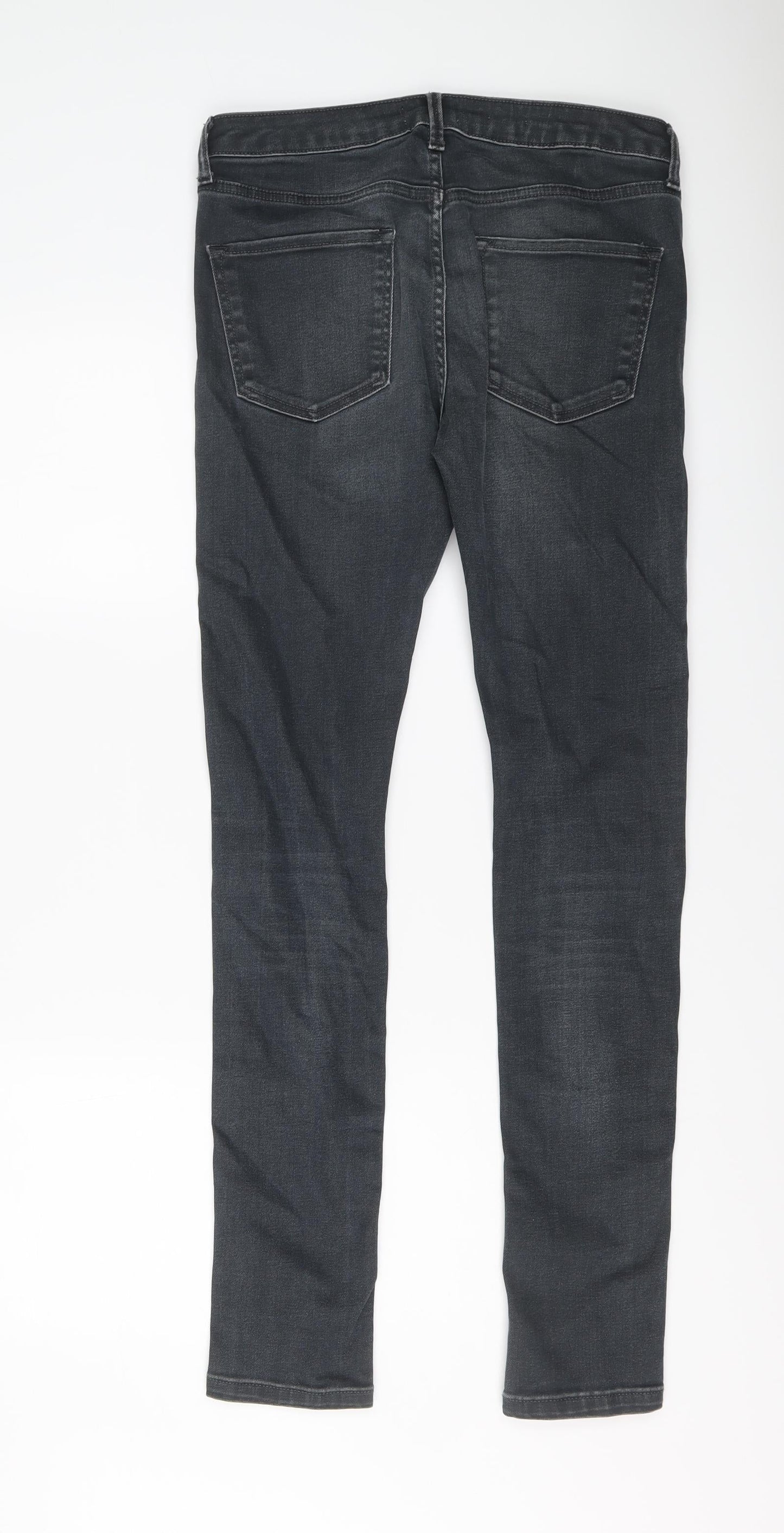 Topman Mens Blue Cotton Skinny Jeans Size 30 in L32 in Regular Button