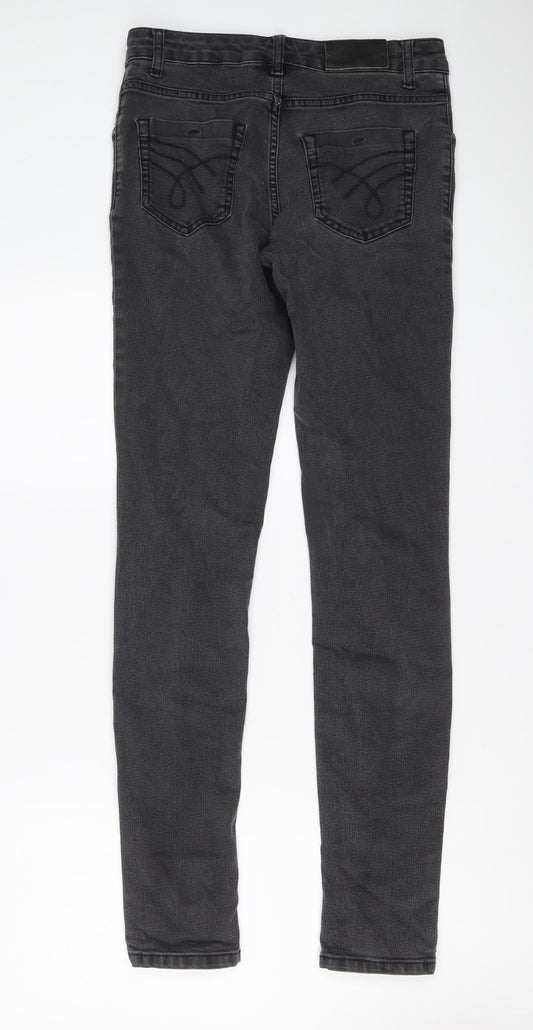 Oui Womens Grey Cotton Skinny Jeans Size 10 L31 in Regular Button
