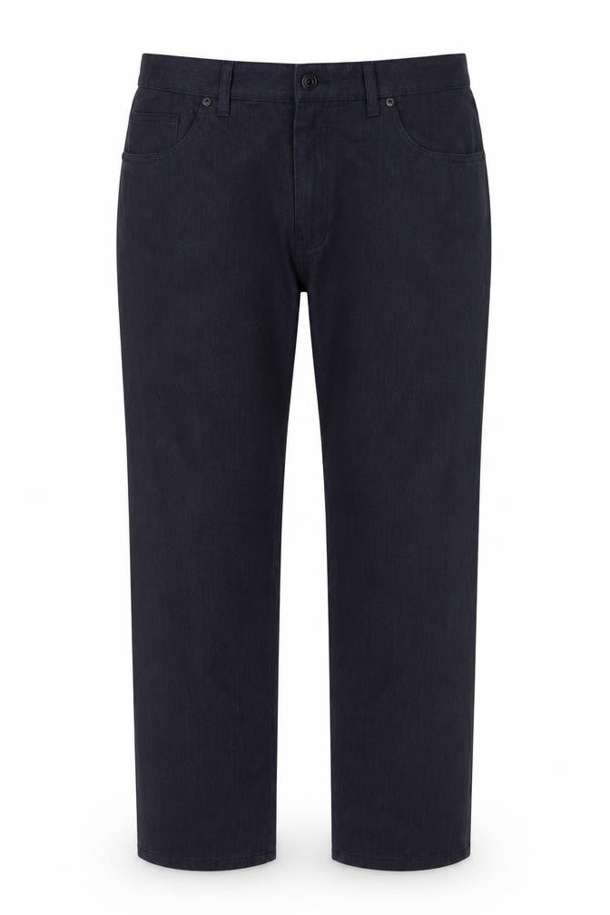 Marks and Spencer Womens Blue Cotton Trousers Size 38 L31 in Regular Button