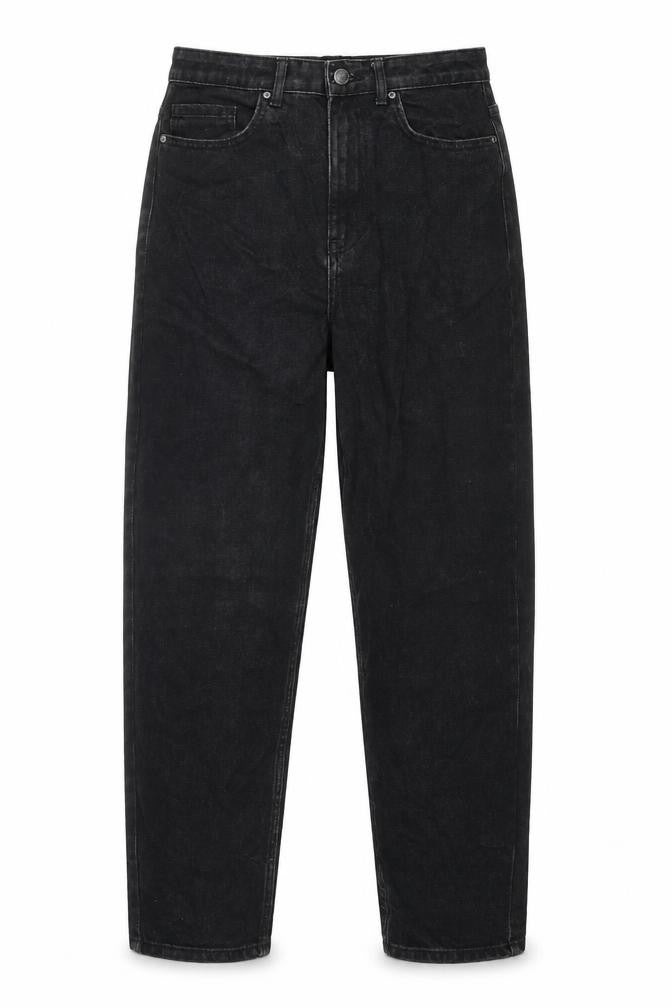 Front view of Only women’s black cotton mom jeans, size UK 28, in regular zip