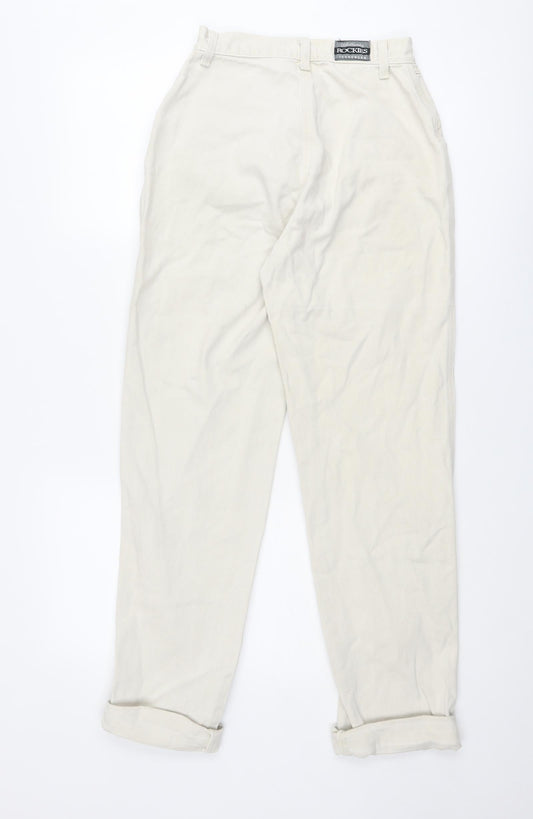 Rookies Womens Ivory Cotton Mom Jeans Size 26 in Regular Zip