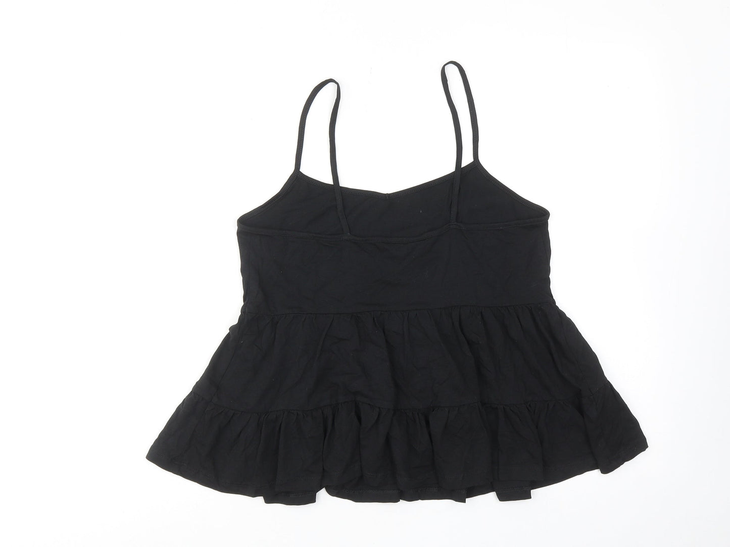 New Look Womens Black Cotton Basic Tank Size 8 V-Neck