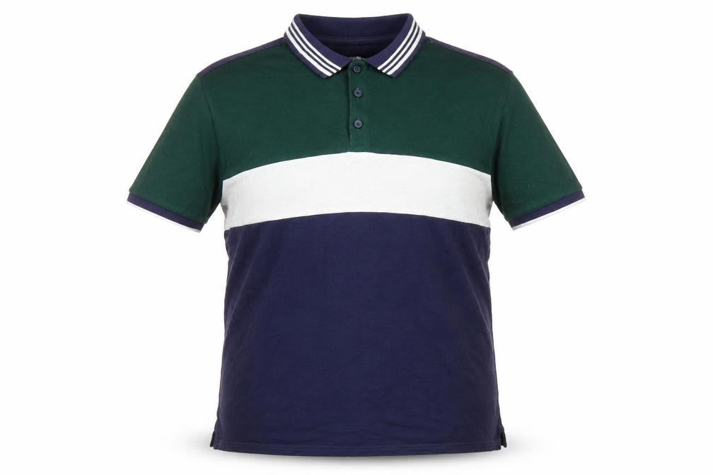 Red Herring Mens Blue Colourblock Cotton Polo Size L Collared Button