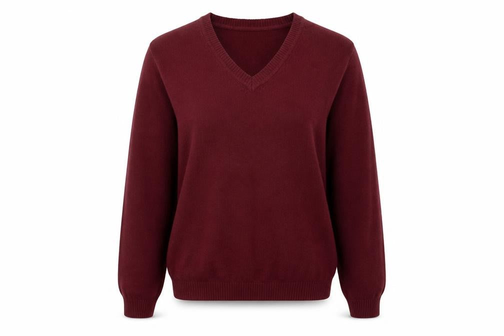 Yessica Womens Red V-Neck Acrylic Pullover Jumper Size XS