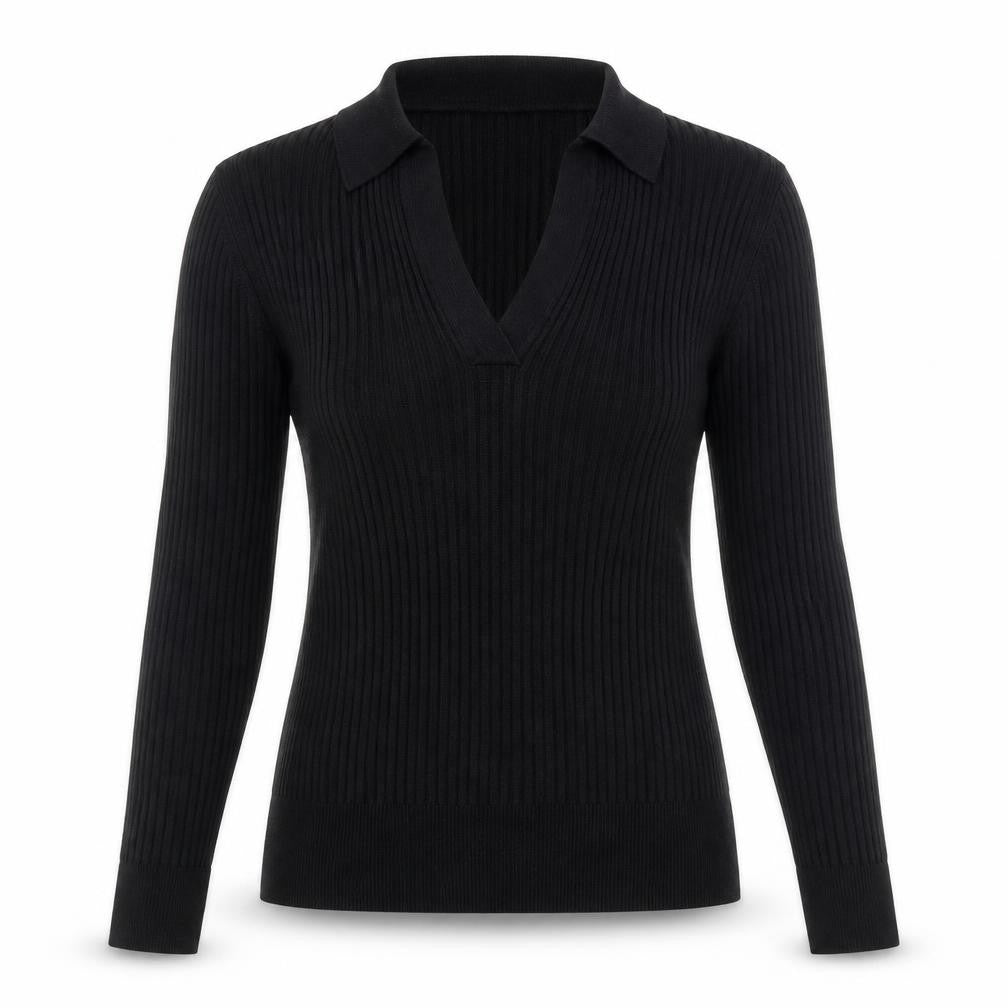 Marks and Spencer Womens Black Collared Viscose Pullover Jumper Size 8