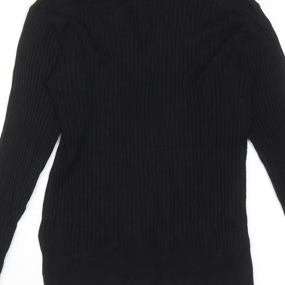 Marks and Spencer Womens Black Collared Viscose Pullover Jumper Size 8