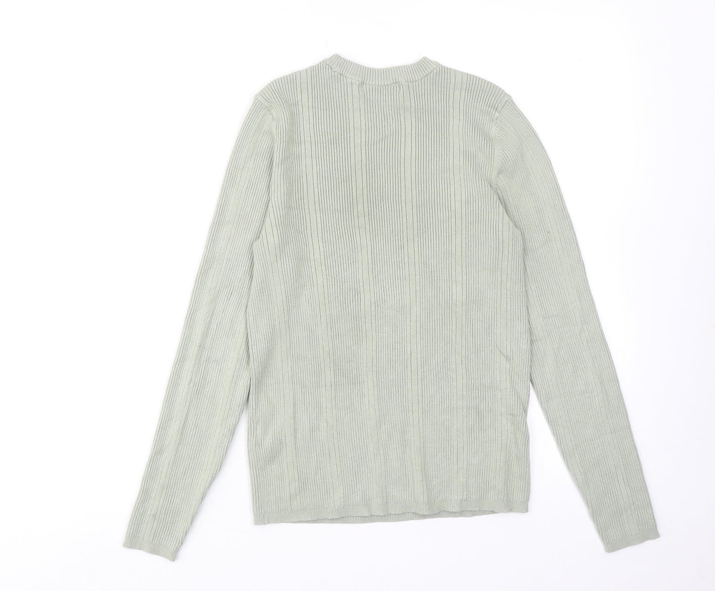 Marks and Spencer Womens Green Round Neck Viscose Pullover Jumper Size 12