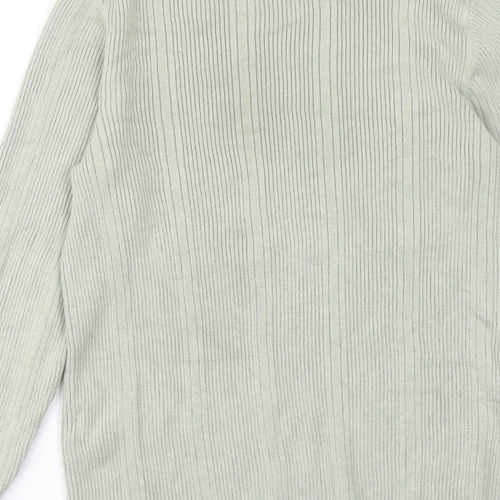Marks and Spencer Womens Green Round Neck Viscose Pullover Jumper Size 12