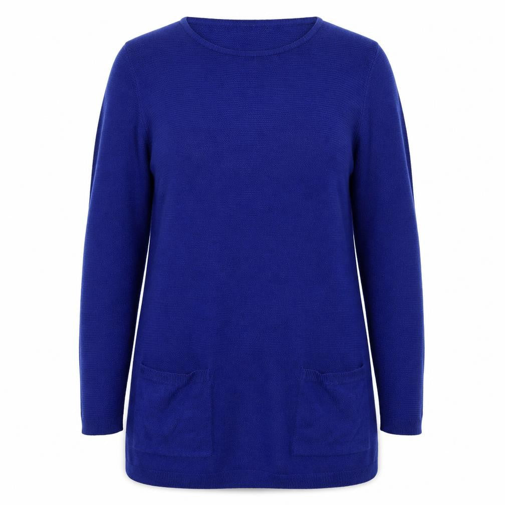 Love Knitwear Womens Blue Round Neck Polyester Pullover Jumper Size 14