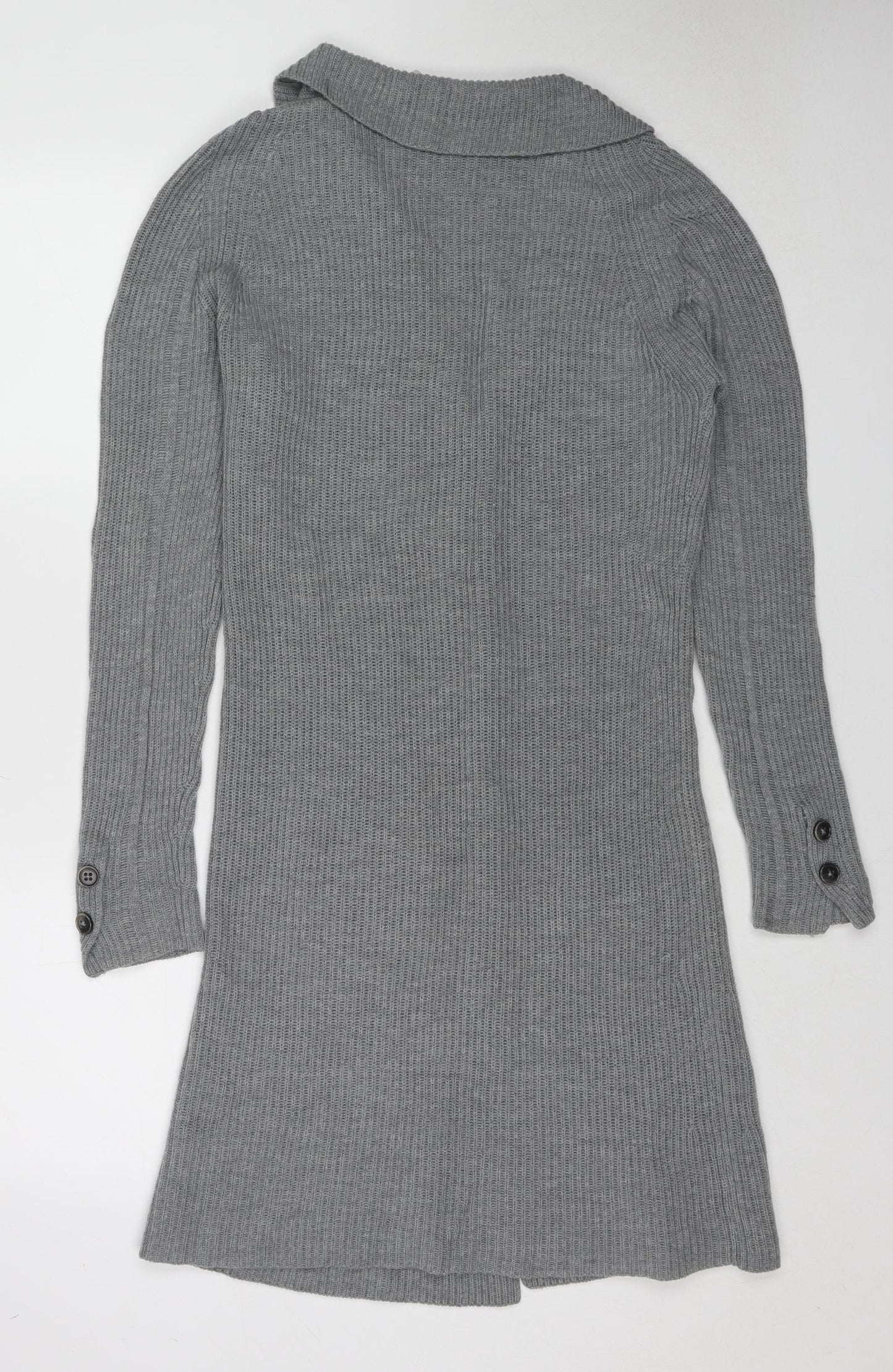 BRAX Womens Grey Collared Wool Cardigan Jumper Size 10