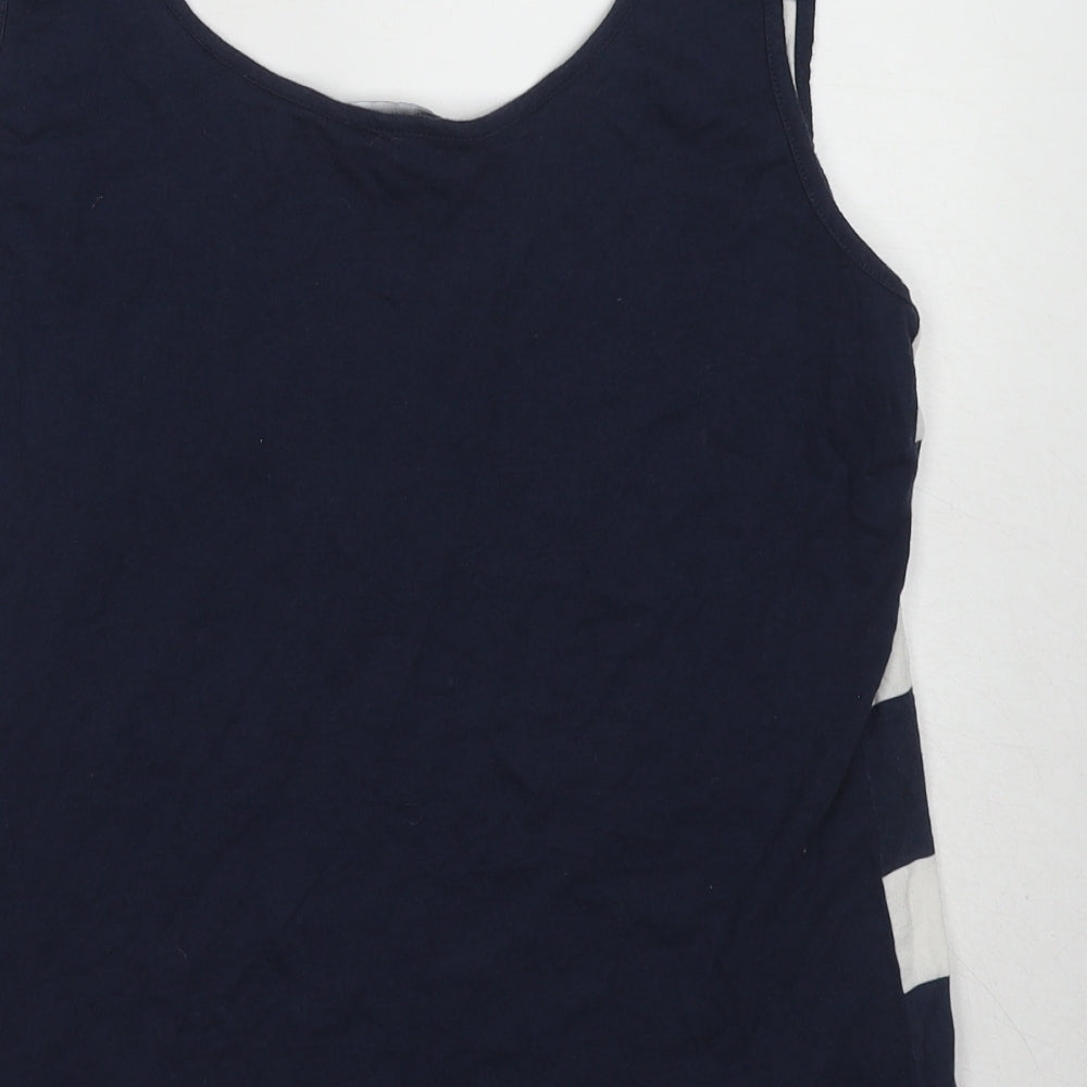 Crew Clothing Womens Blue Striped Cotton Basic Tank Size 12 Round Neck