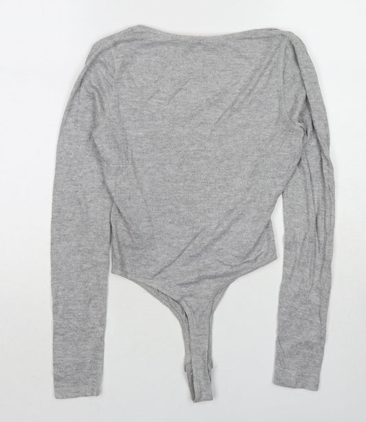 Boux Avenue Womens Grey Viscose Bodysuit One-Piece Size 10 Snap