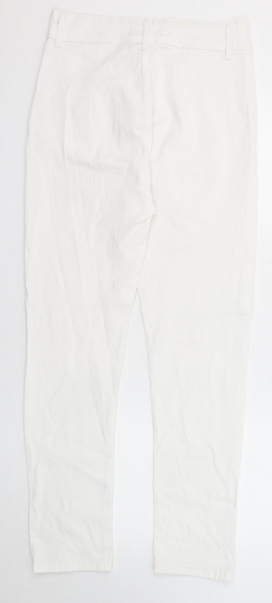 Vertu Womens White Cotton Skinny Jeans Size 10 Regular Zip