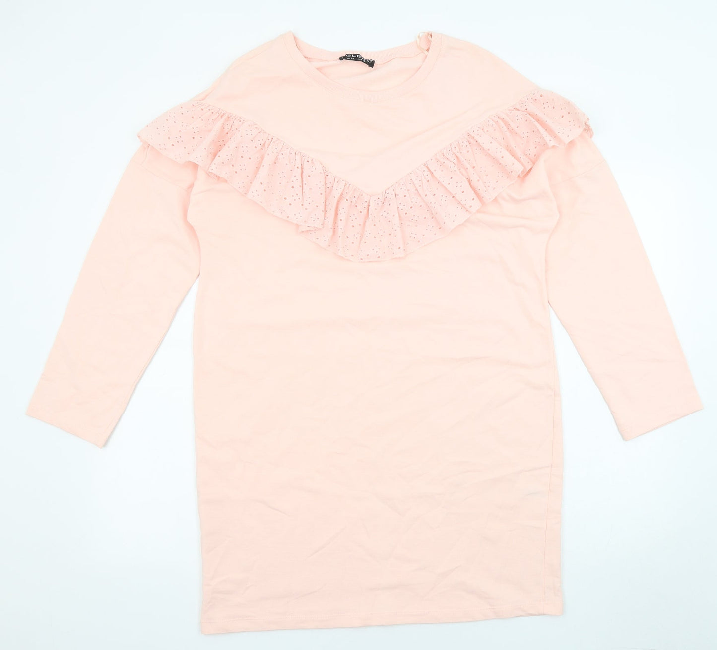 Select Womens Pink Cotton Jumper Dress Size 12 Round Neck Pullover