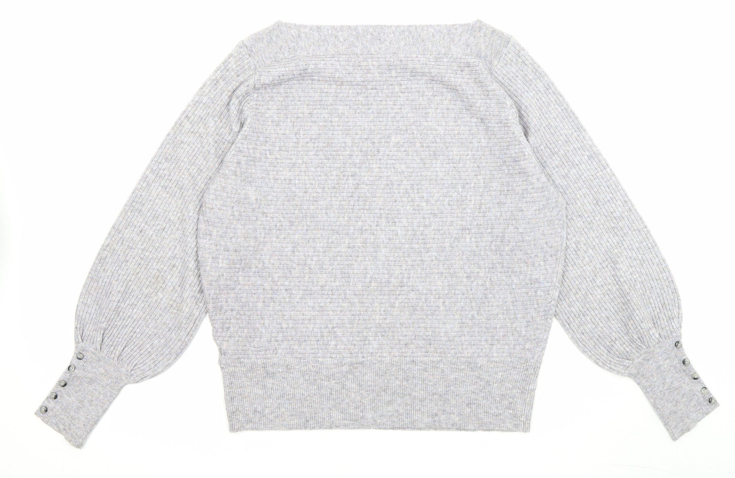 Marks and Spencer Womens Grey Boat Neck Polyester Pullover Jumper Size 16