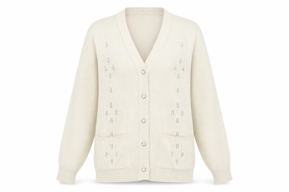 Stylistiq Womens Beige V-Neck Acrylic Cardigan Jumper Size XL