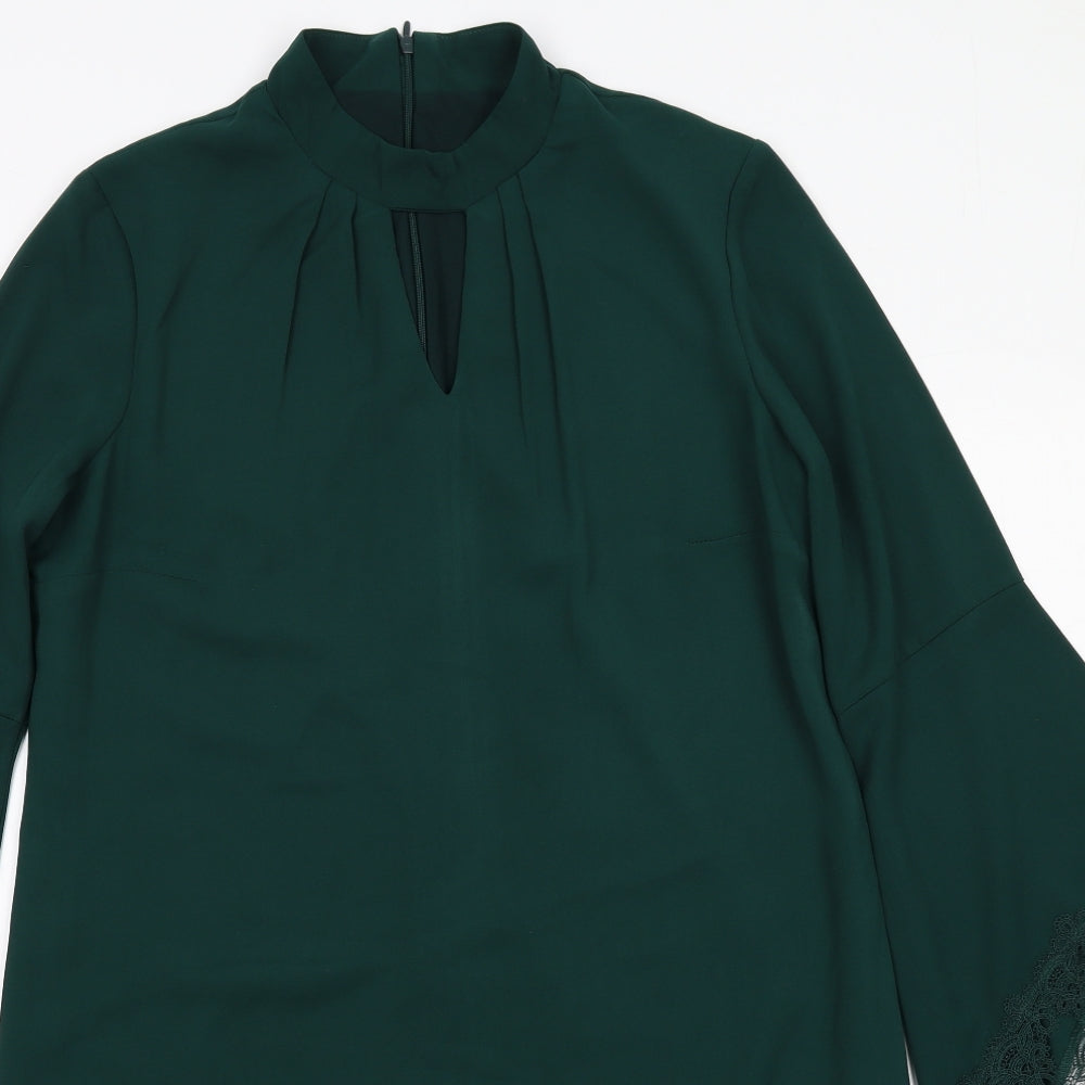Debut Womens Green Polyester A-Line Size 14 Round Neck Zip