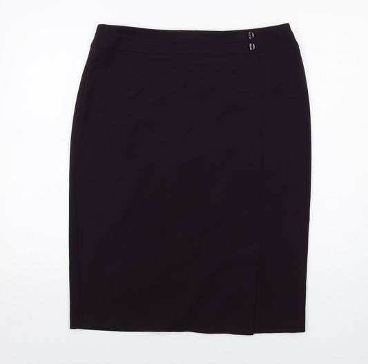 BHS Womens Purple Polyester A-Line Skirt Size 14 Zip