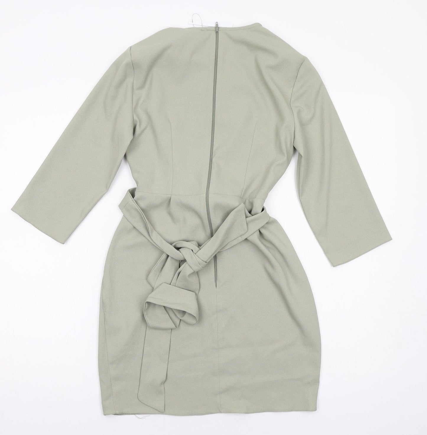 ASOS Womens Green Polyester A-Line Size 6 Round Neck Zip