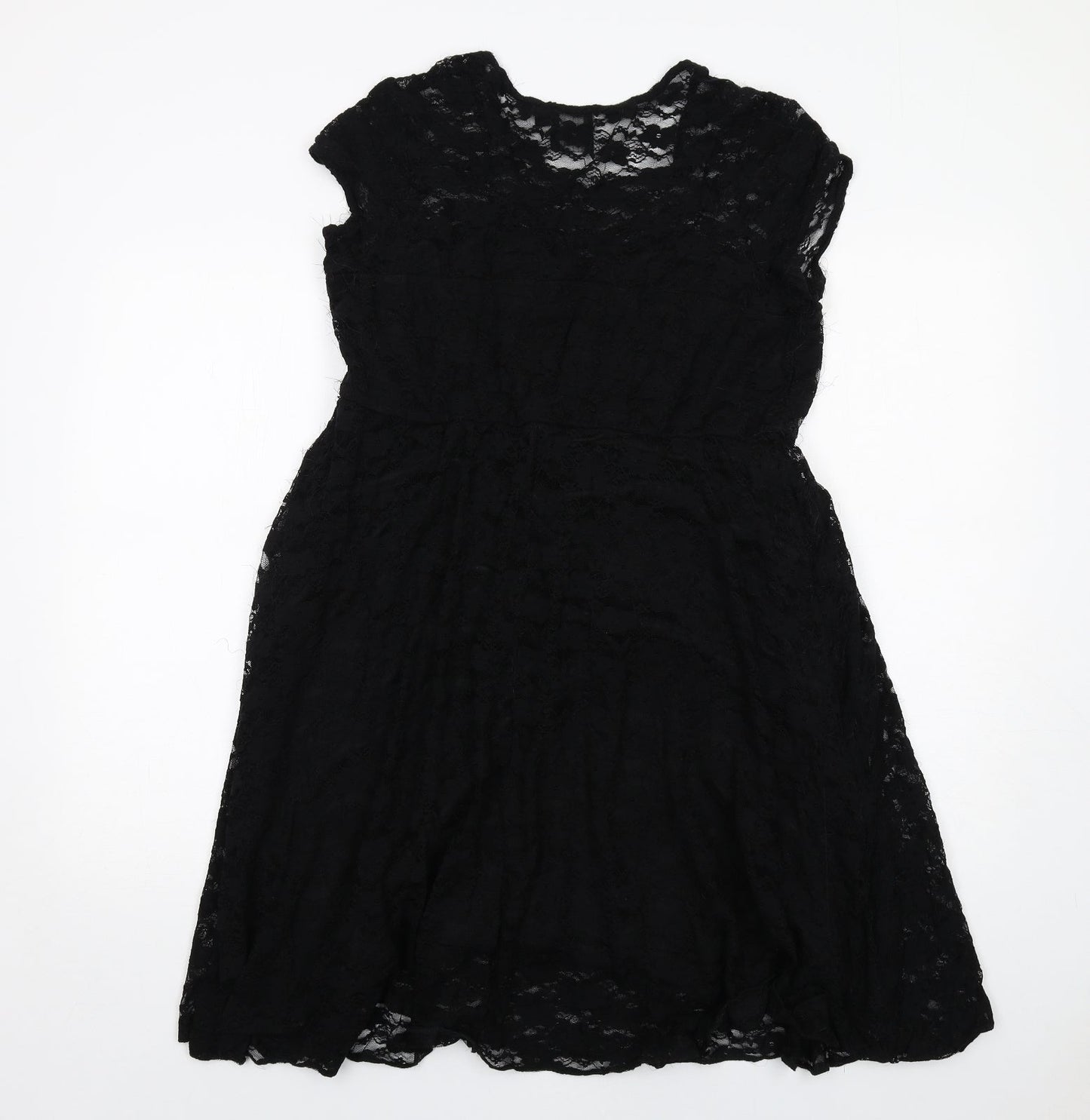 ASOS Womens Black Floral Nylon Shift Size 14 Round Neck Pullover