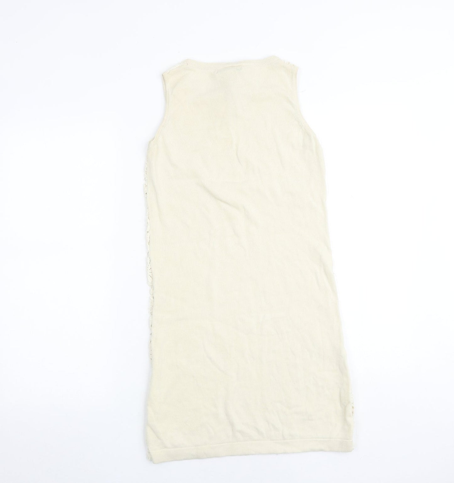 Mango Womens Beige Floral 100% Cotton Shift Size S Round Neck Pullover