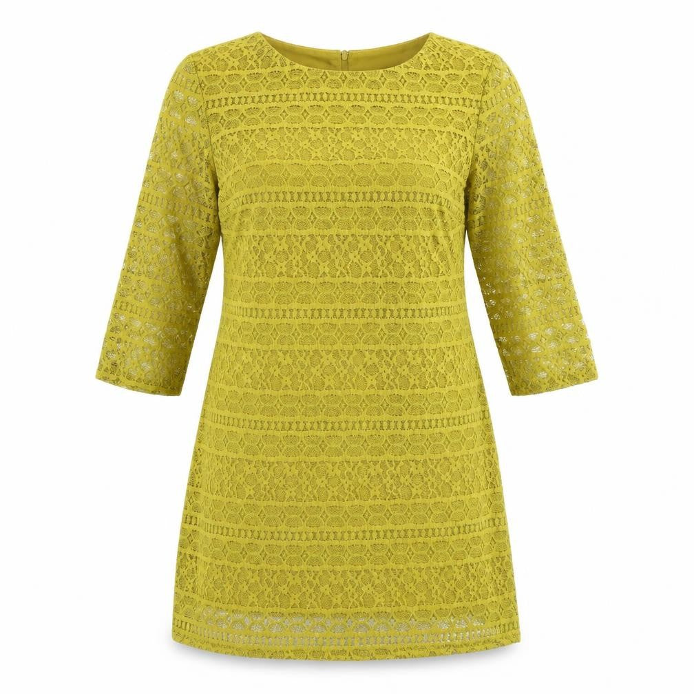 Warehouse Womens Green Geometric Polyester A-Line Size 12 Round Neck Zip