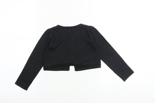 Gymboree Girls Black Round Neck Cotton Cardigan Jumper Size 4 Years Button