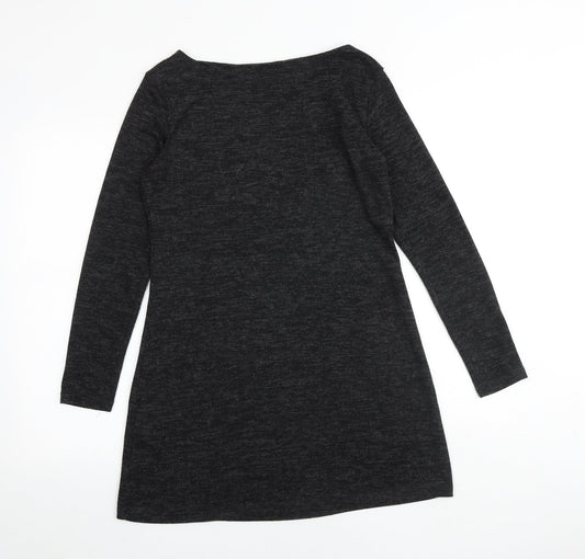 Lily Originals Womens Grey Viscose Jumper Dress Size 12 Boat Neck Pullover