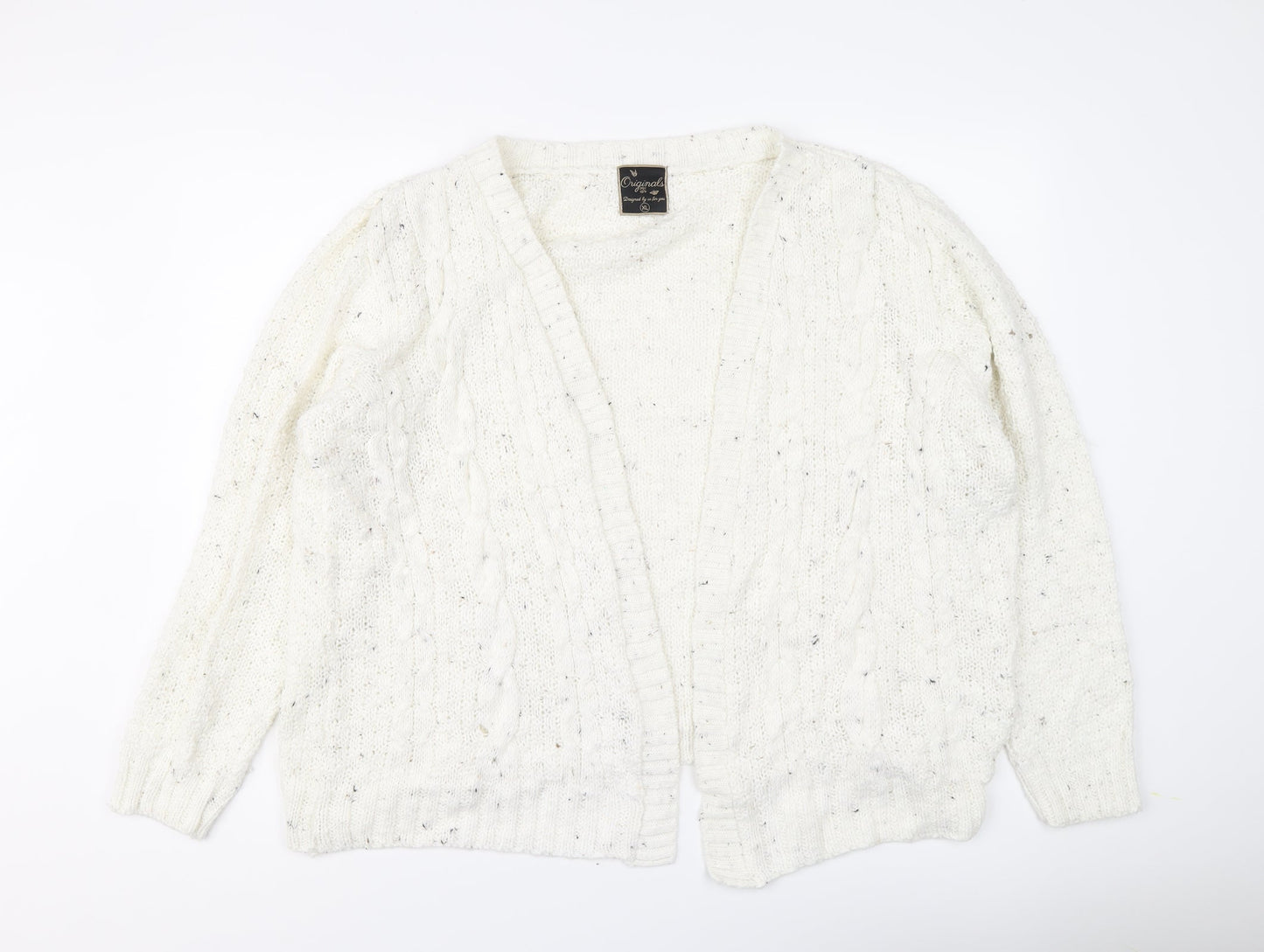 Originals Womens Ivory V-Neck Acrylic Cardigan Jumper Size XL