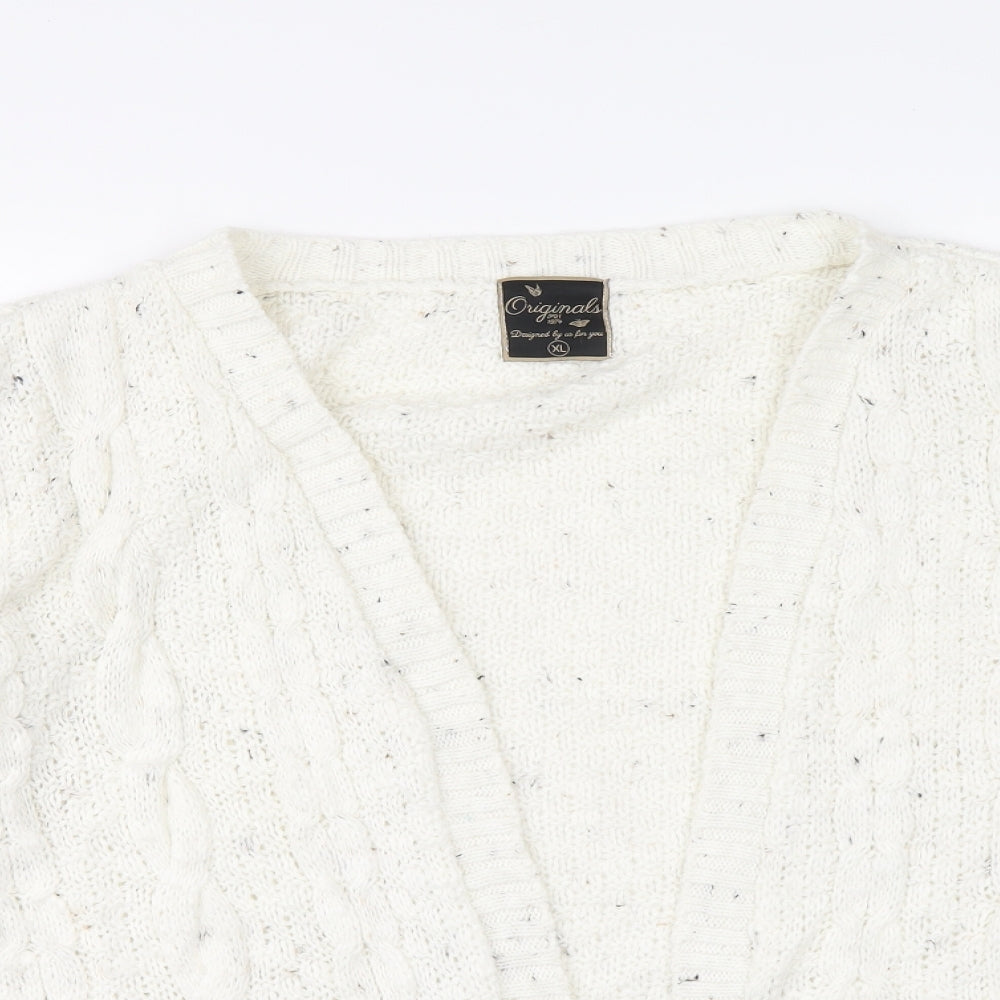 Originals Womens Ivory V-Neck Acrylic Cardigan Jumper Size XL
