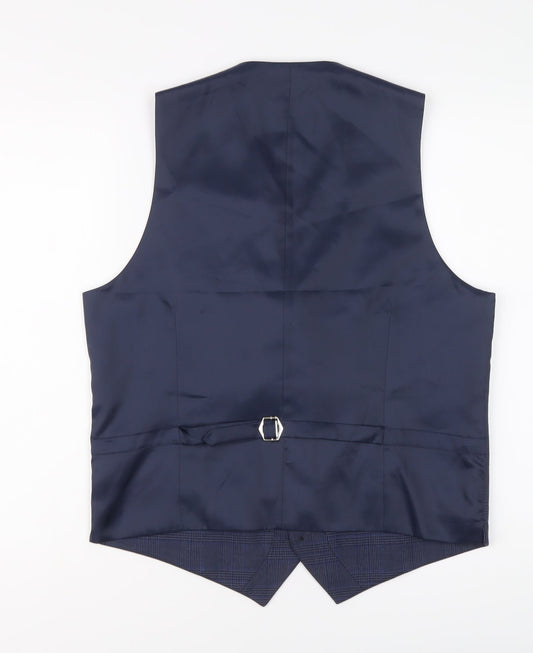 Marks and Spencer Mens Blue Polyester Jacket Suit Waistcoat Size 40 Regular
